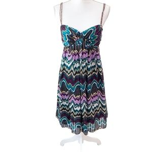 Laundry By Shelli Segal 100% Silk Beaded Strap Dress Sz 10